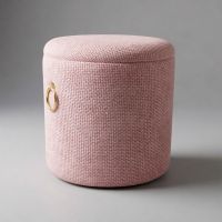 Пуфик с откидной крышкой h35 х d34 см, дерево/ткань, розовый персик, FA63-28