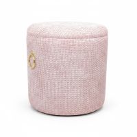 Пуфик с откидной крышкой h43 х d39 см, дерево/ткань, розовый персик, FA63-28