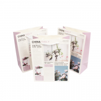 Сумка бумажная 24 х 20 х 10 см, Flowers newspaper, 12 шт, Z23-1 - вид 1 миниатюра