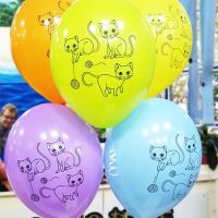 Надувные шары Котики с клубочками 14", 50 шт - вид 1 миниатюра
