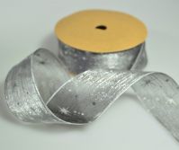 Лента органза Мерцающие звезды, 4 см х 20 ярдов, W80-49 - вид 2 миниатюра
