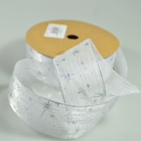 Лента органза Мерцающие звезды, 4 см х 20 ярдов, W80-49 - вид 9 миниатюра