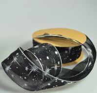 Лента органза Мерцающие звезды, 4 см х 20 ярдов, W80-49 - вид 3 миниатюра