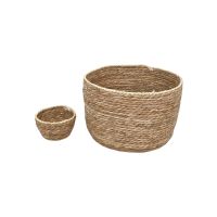 Корзина-кашпо круглая, набор из 8 шт, водоросли, натуральный, FA35-34 - вид 2 миниатюра