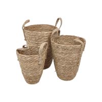 Корзина круглая с ручками, набор из 3 шт, водоросли, натуральный, FA35-35