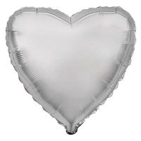 Шар фольгированный Сердце 45 см, металлик Silver