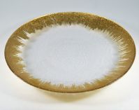 Тарелка стеклянная d28 см, прозрачная с декоративной золотой каймой, М80-3 - вид 1 миниатюра