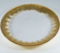 Тарелка стеклянная d28 см, прозрачная с декоративной золотой каймой, М80-3 - вид 1 миниатюра