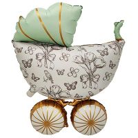 Шар фольгированный ФИГУРА Коляска Винтаж мятная 36"(91 см)