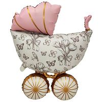 Шар фольгированный ФИГУРА Коляска Винтаж розовая 36"(91 см)
