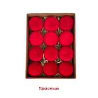 Елочный шар Бархат d8 см, 12 шт, FA48-2 (вишневый) - вид 2 миниатюра