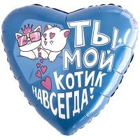 Шар фольгированный Ты мой котик навсегда 18" - вид 1 миниатюра