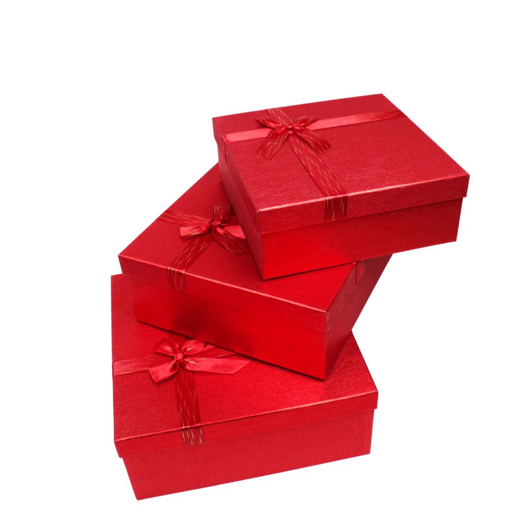 Коробка квадратная с атласным бантом Металлик, набор из 3 шт, Z39-26