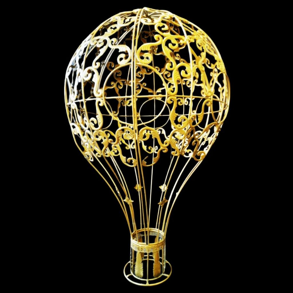 Каркас металлический Воздушный шар с корзиной, матовое золото, Z9-24