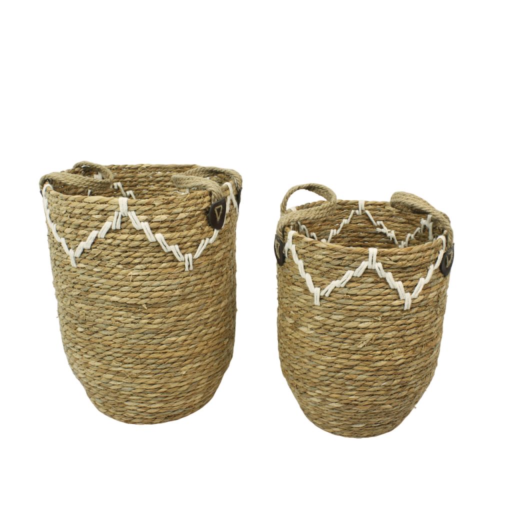Корзина круглая с ручками, набор из 2 шт, водоросли, натуральный, FA9-8 Корзина круглая с ручками, набор из 2 шт, водоросли, натуральный, FA9-8