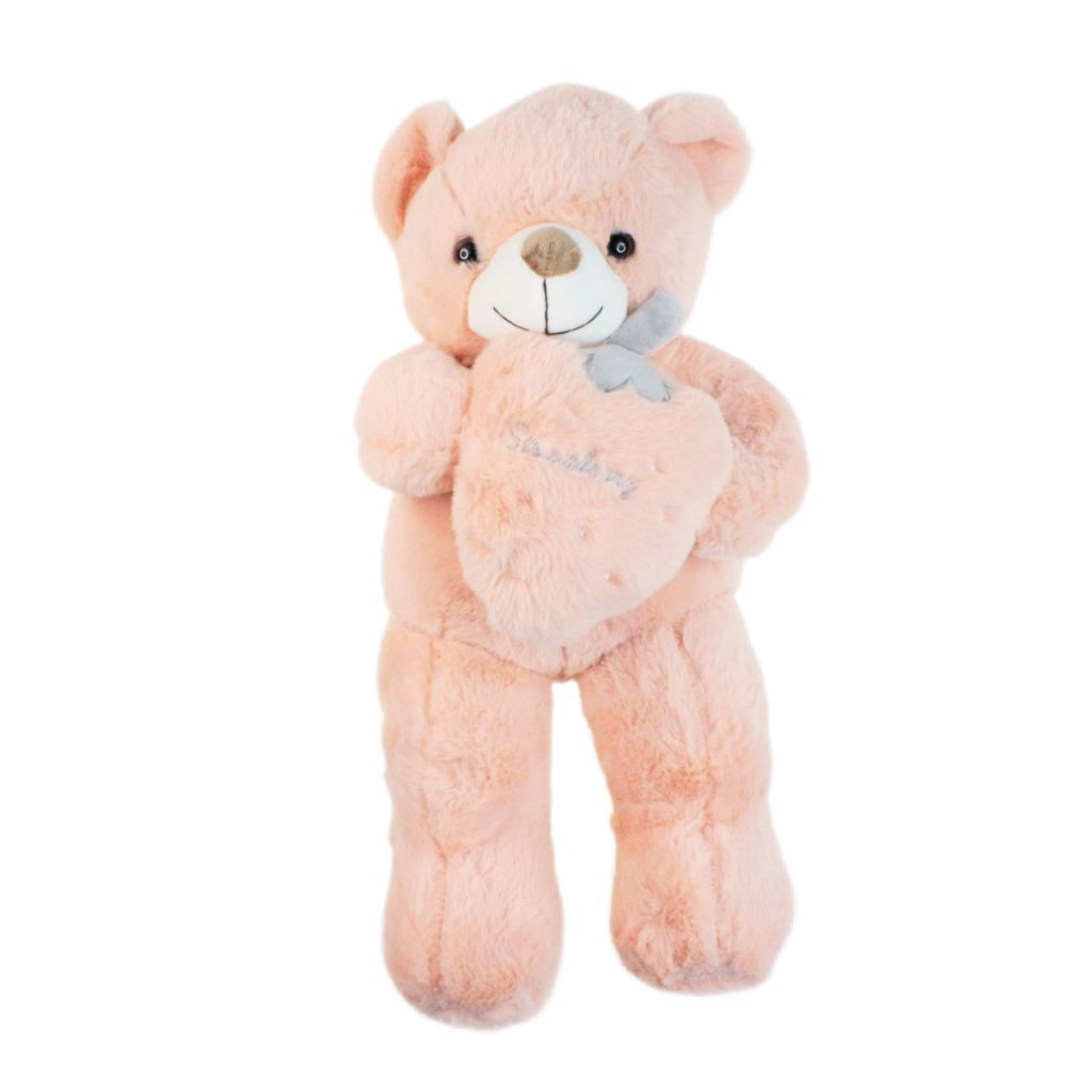 Мягкая игрушка Медведь с клубникой, 42 см, пудровый, W107-3