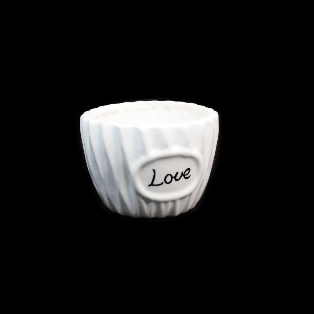 Кашпо керамическое Love h8 х d10 см, белый, Z21-6