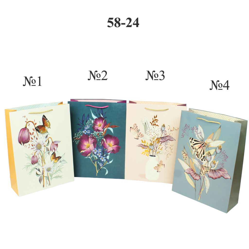 Сумка бумажная 42 х 31 х 12 см, Цветочная коллекция, 12 шт, Z58 Сумка бумажная 42 х 31 х 12 см, Цветочная коллекция, 12 шт, Z58