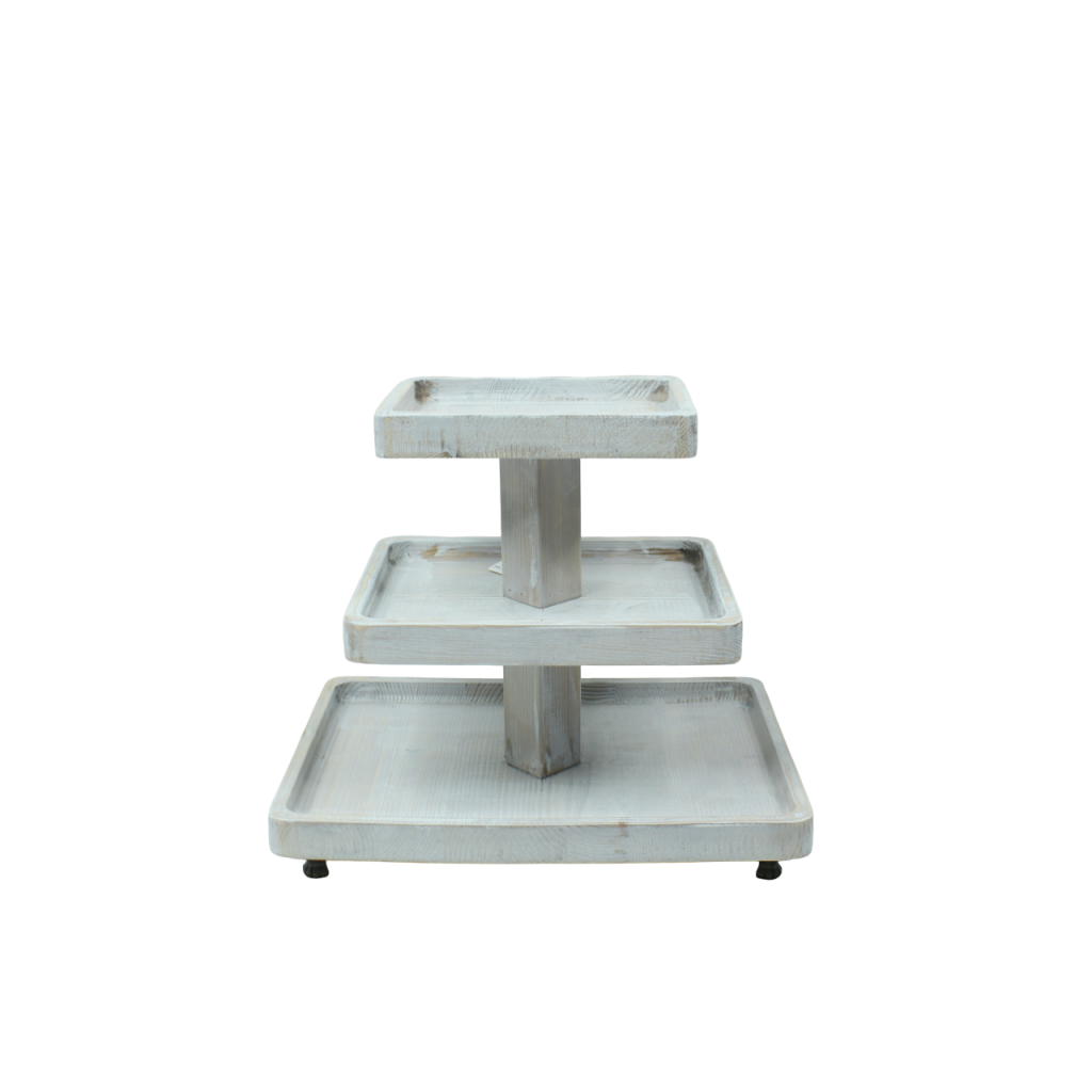 Менажница деревянная 3 яруса h32 см, белый состаренный Менажница деревянная 3 яруса h32 см, белый состаренный