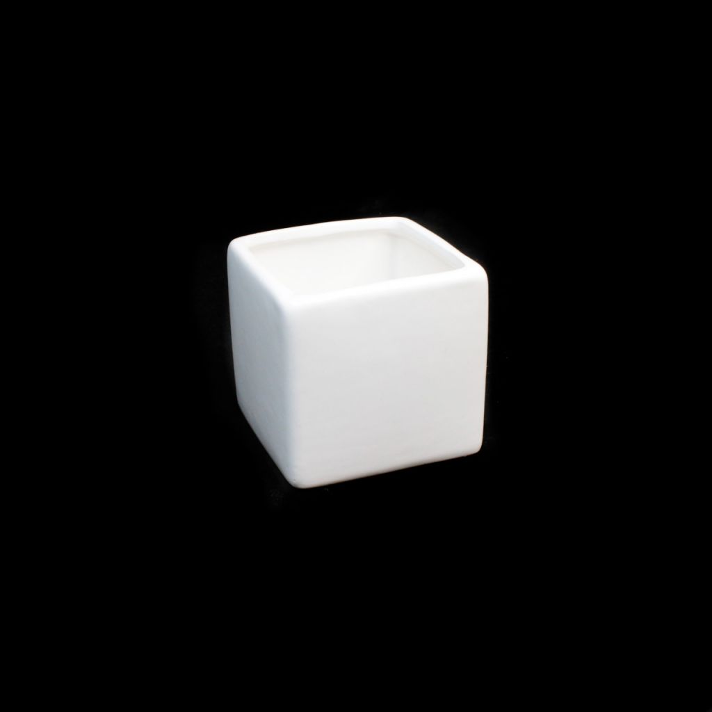 Кашпо керамическое Кубик h9 х 9 х 9 см, белый, Z21-22