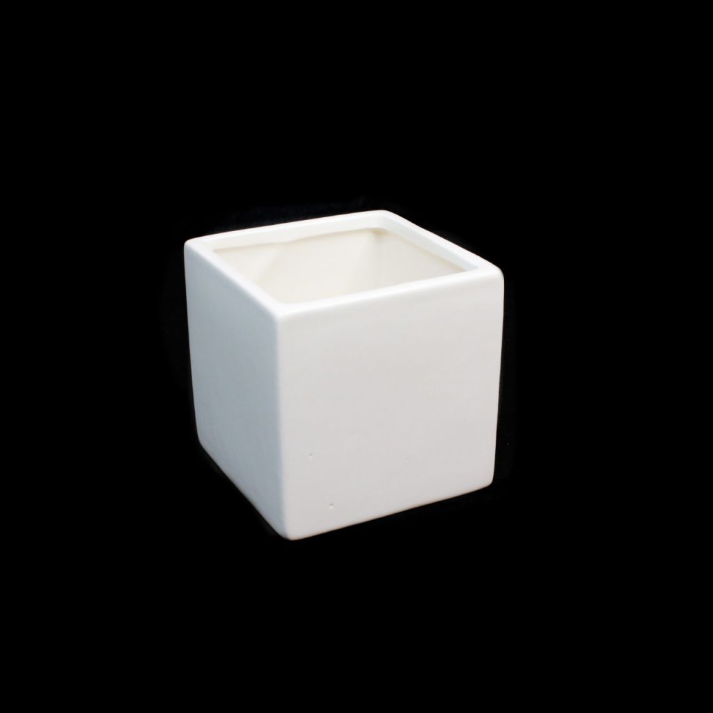 Кашпо керамическое Кубик h10 х 10 х 10 см, белый, Z21-23