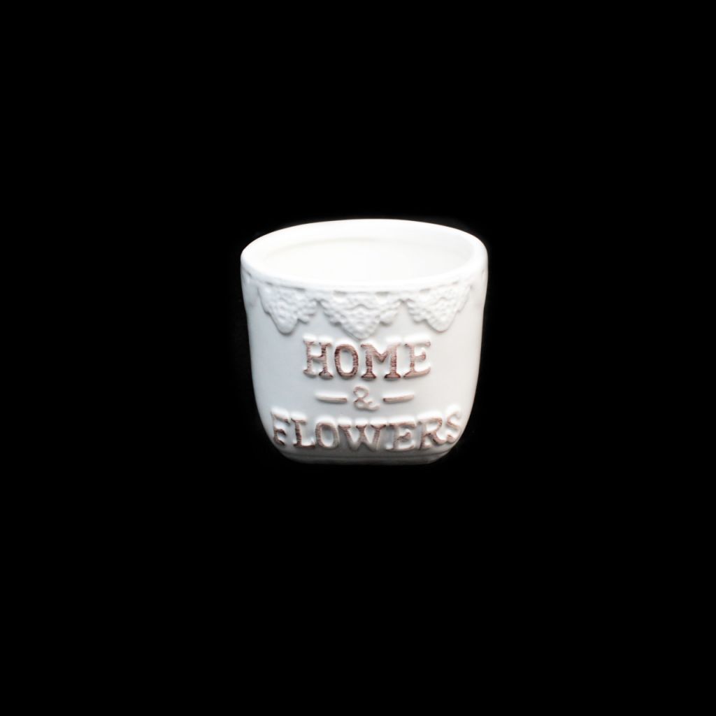 Кашпо керамическое Home & Flowers h7 х d9 см, белый, Z21-28
