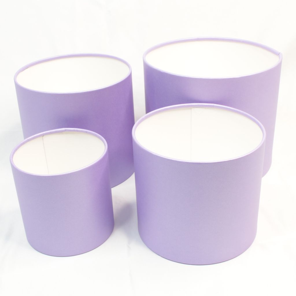 Коробка цилиндр без крышки, набор из 4 шт, фиолетовый перламутр