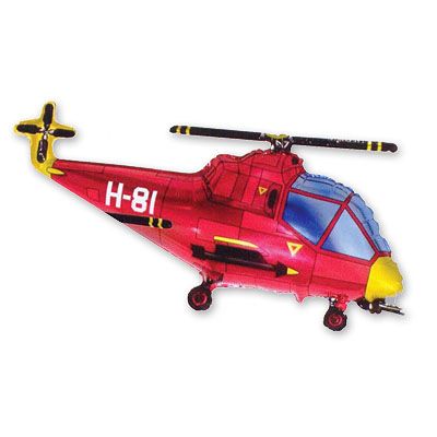 Шар фольгированный Фигура Вертолет красный