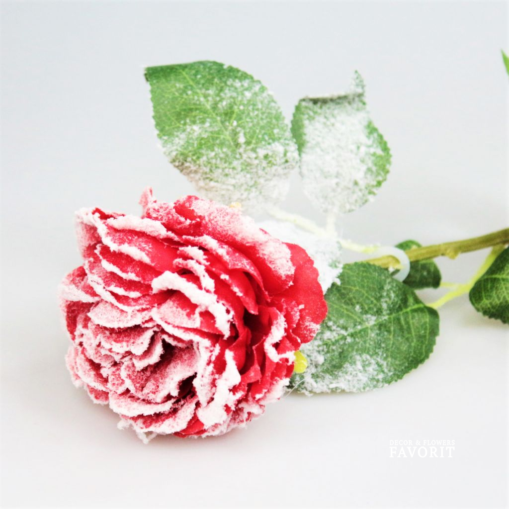 Искусственный цветок Роза со снегом, 60 см, W35-28