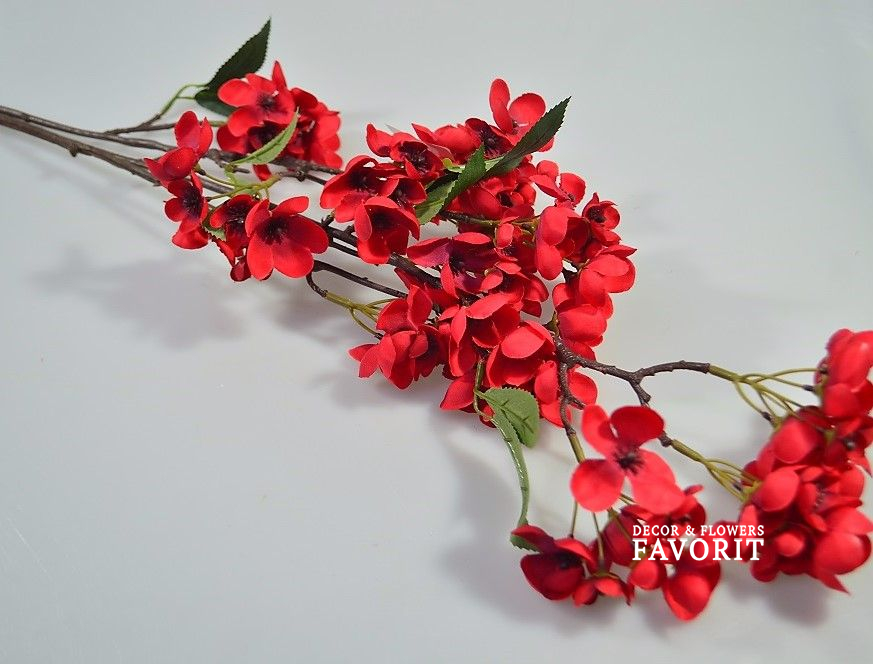 Яблоня ветка искусственная 95 см, красный, W108-4 Яблоня ветка искусственная 95 см, красный, W108-4