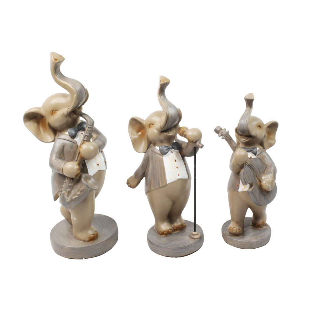 Фигура Слоны музыканты, комплект из 3 шт,полистоун, W26-40