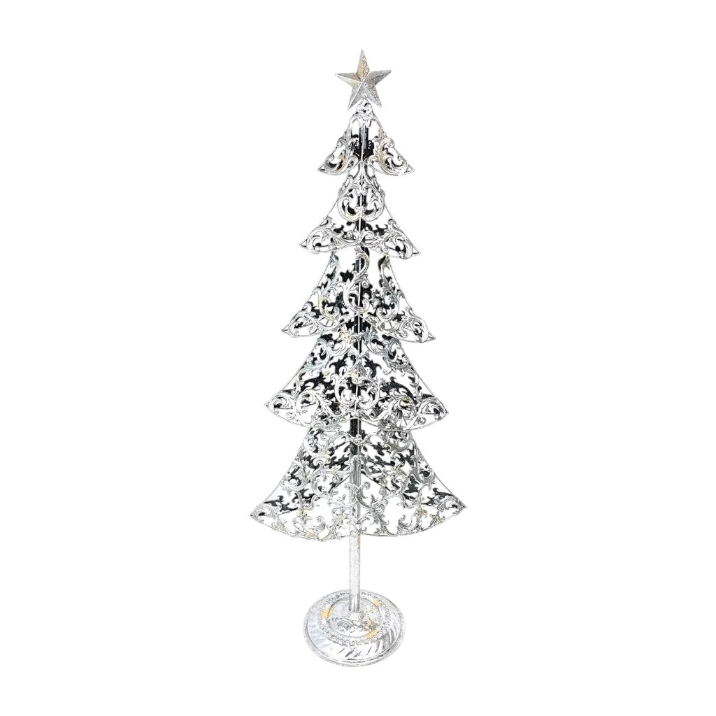 Фигура декоративная Ель резная h115 см, металл, серебро, FA42-20 Фигура декоративная Ель резная h115 см, металл, серебро, FA42-20