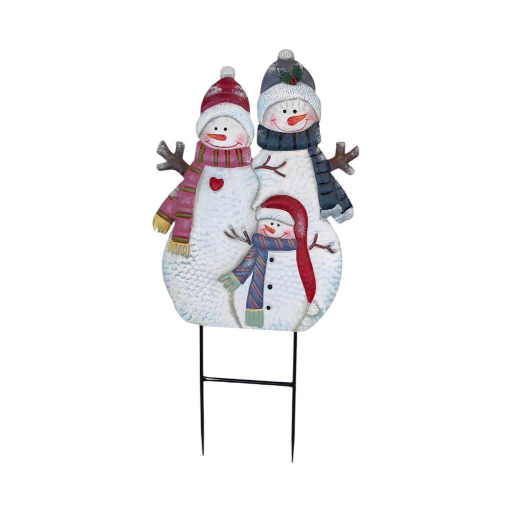 Вставка декоративная Снеговики h75 х 36 см, металл, FA42-21 Вставка декоративная Снеговики h75 х 36 см, металл, FA42-21