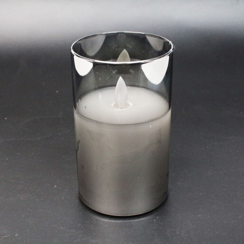 Свеча светодиодная в стеклянной колбе, h12.5 х d7 см, серебряная дымка, Z19-8