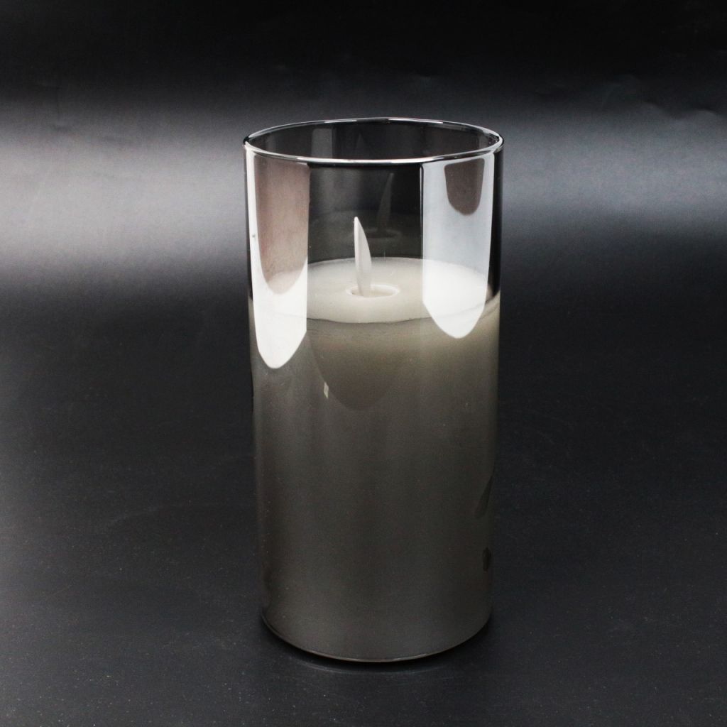 Свеча светодиодная в стеклянной колбе, h15 х d7 см, серебряная дымка, Z19-9