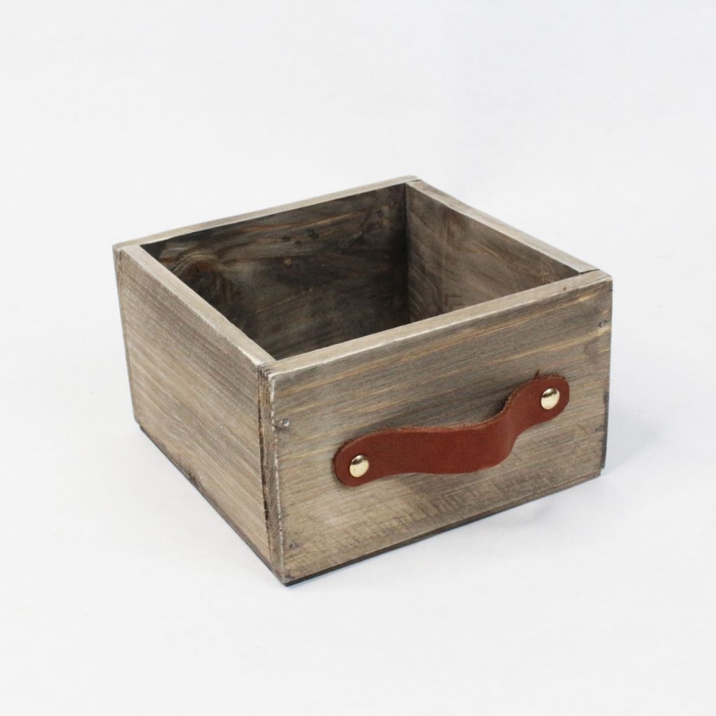 Ящик деревянный для цветов и подарков с декоративным элементом 15 х 15 х 9 см, в ассортименте