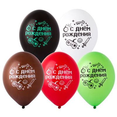 Надувные шары ДР Пиксели 36 см, 5 шт Надувные шары ДР Пиксели 36 см, 5 шт