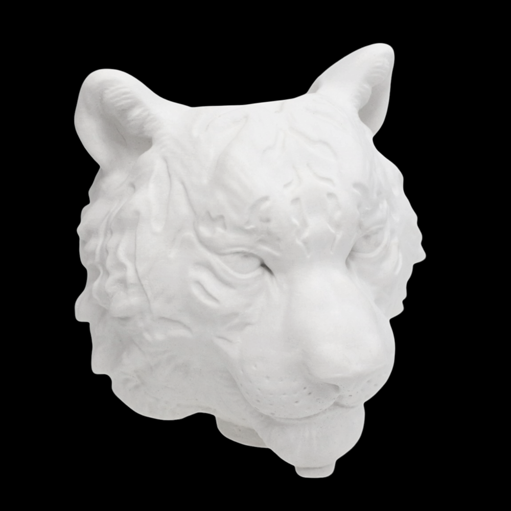 Гипсовая фигура-кашпо Тигр, h16 см, белый
