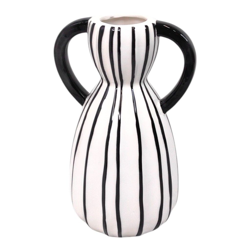 Ваза керамическая Кувшин Грани h26 х d5 см, белый/черный, FA32-113 Ваза керамическая Кувшин Грани h26 х d5 см, белый/черный, FA32-113