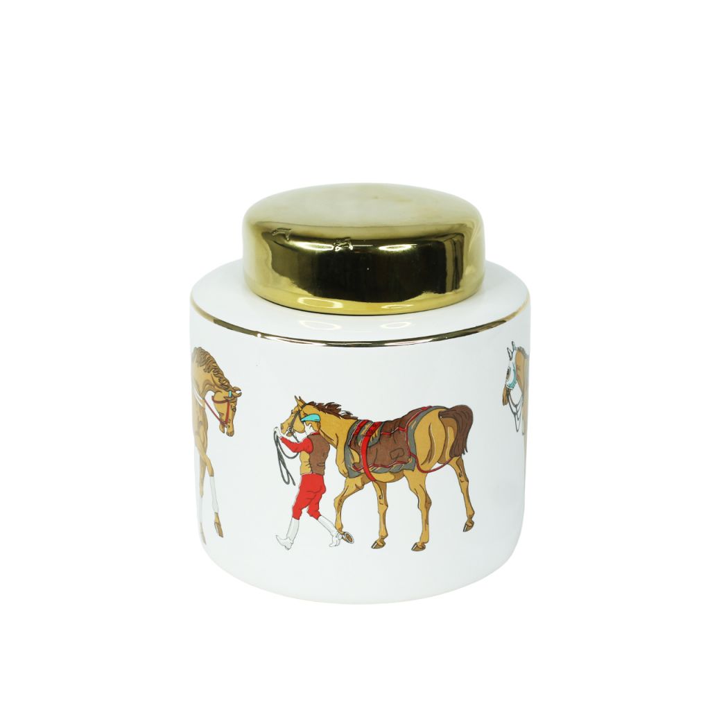 Ваза керамическая с крышкой Жокей, h16 х d15 см, FA26-4 Ваза керамическая с крышкой Жокей, h16 х d15 см, FA26-4