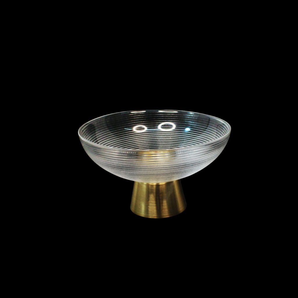 Ваза стеклянная Креманка d15 х h7.5 см, прозрачный/золото, Z34-30