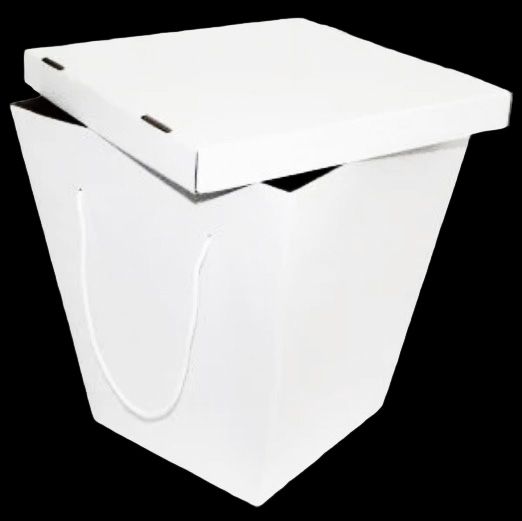 Коробка с крышкой для букета 32 х 50 х 55 см, 1 шт, белый