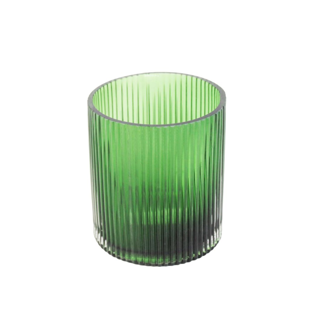 Ваза стеклянная Цилиндр рельефный d14 х h20 см, темно-зеленый, Z24-54