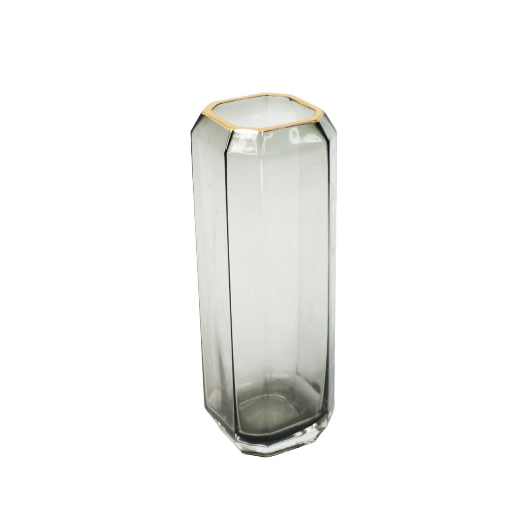 Ваза стеклянная Кристалл h30 х 8.5 х 8.5 см, серая дымка, Z24-60