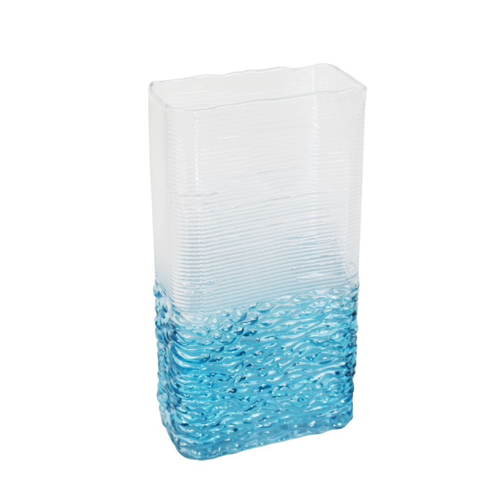 Ваза стеклянная Морская h28 х 15 х 8 см, прозрачный/синий, Z24-32