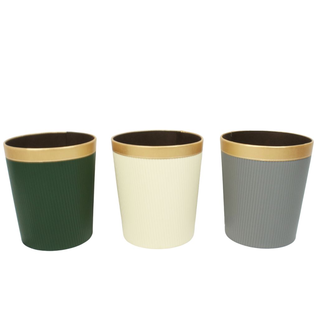 Кашпо для цветов Золотая кайма h28 х d24 см, экокожа, FA19-1 Кашпо для цветов Золотая кайма h28 х d24 см, экокожа, FA19-1