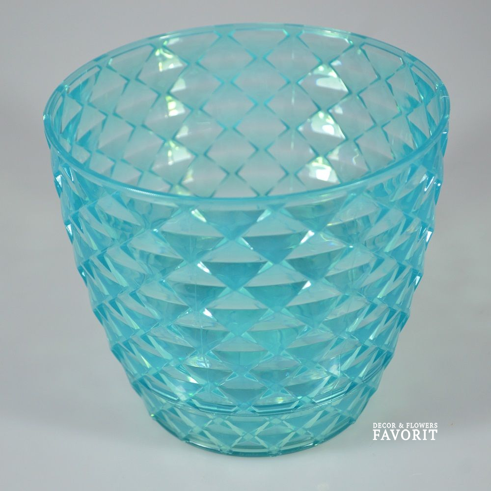 Кашпо пластиковое с поддоном Кападоки d14 х h12,5 см, прозрачный бирюзовый Кашпо пластиковое с поддоном Кападоки d14 х h12,5 см, прозрачный бирюзовый