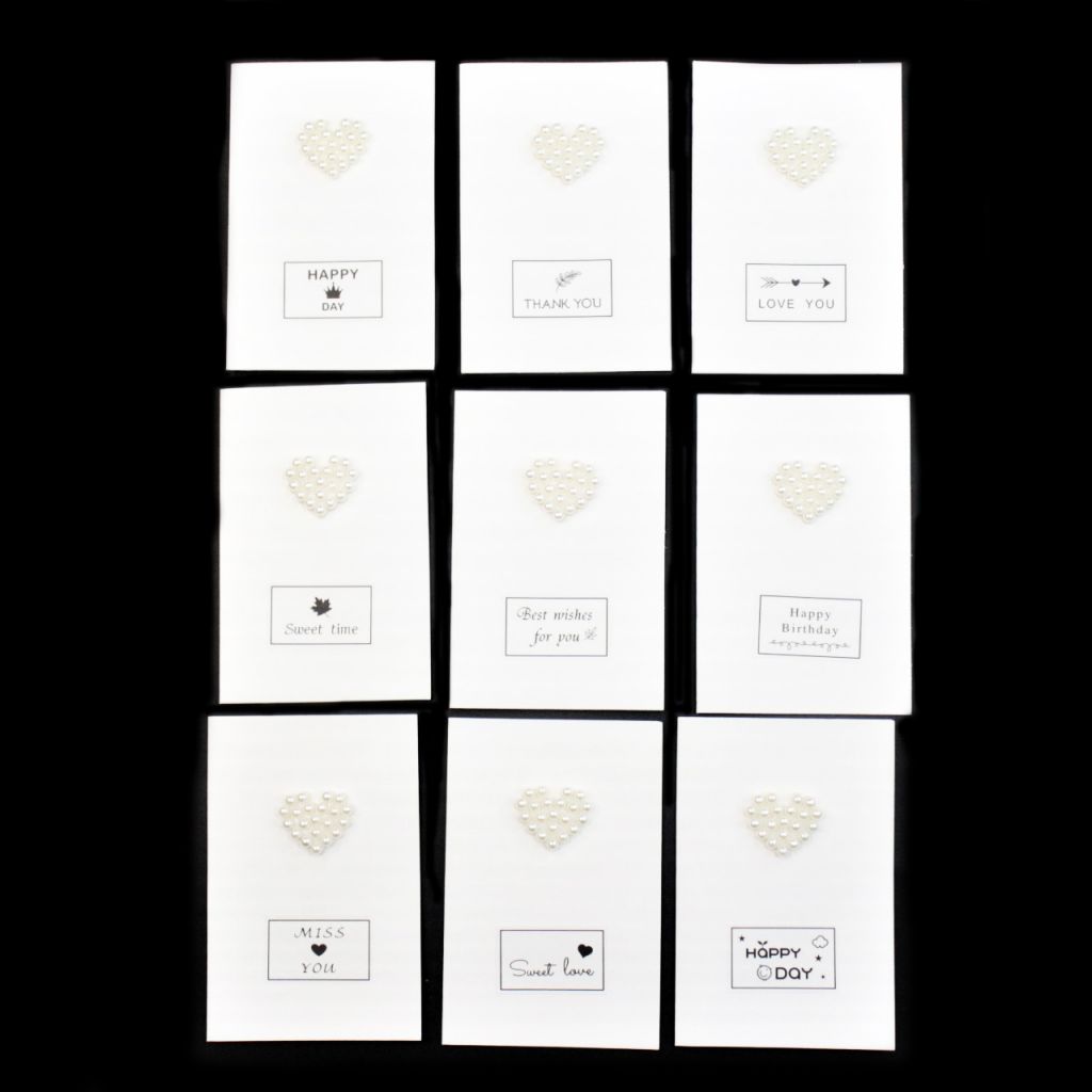 Набор открыток Сердце жемчуг, 7 х 10,5 см, 1 шт, белый, W97-23
