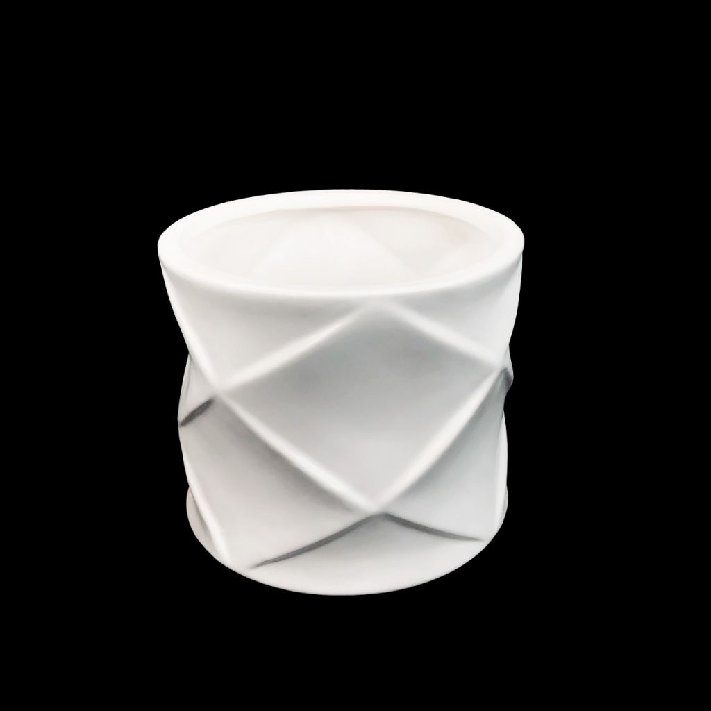 Ваза керамическая 3D Ромбы h13 х d13 см, белый, Z31-3
