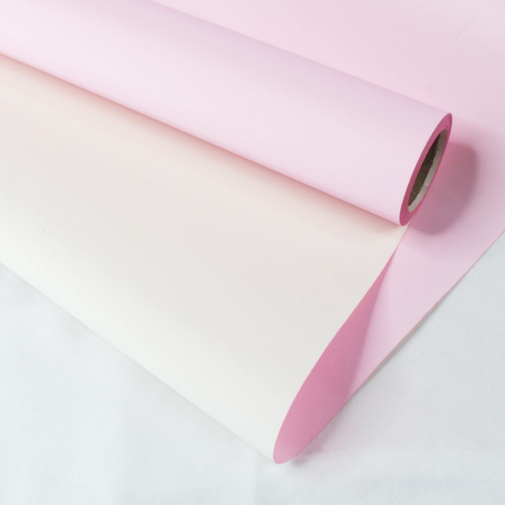 Пленка в рулоне матовая 58 см х 10 м, ярко-розовый/белый, Z11-2А
